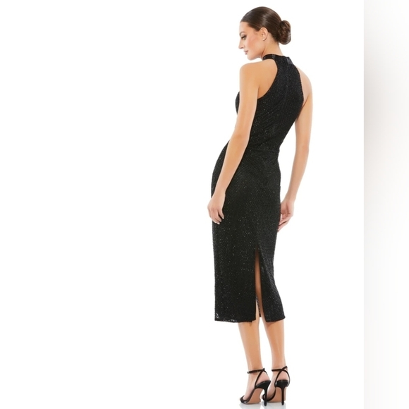 Mac Duggal, Hand Beaded Midi Cocktail Dress, Black, Size 2, NWT - Picture 2 of 13